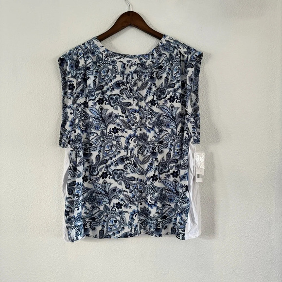 Zac & Rachel Boho Blue Floral Paisley Top Relaxed Fit Plus 3X #1835048A NEW - Picture 12 of 12